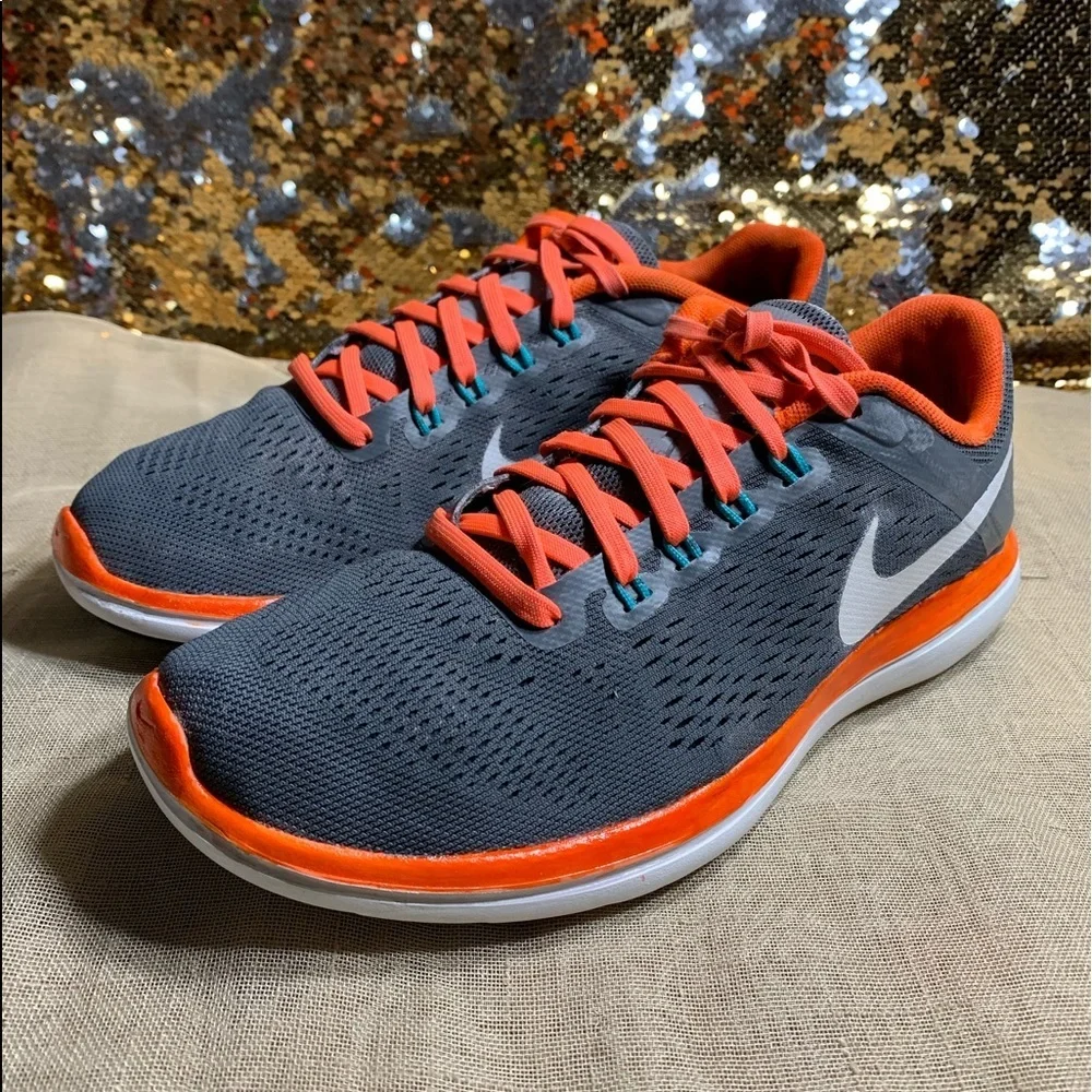 Nike Flex 2016 'Grey Bright Mango' Sneakers